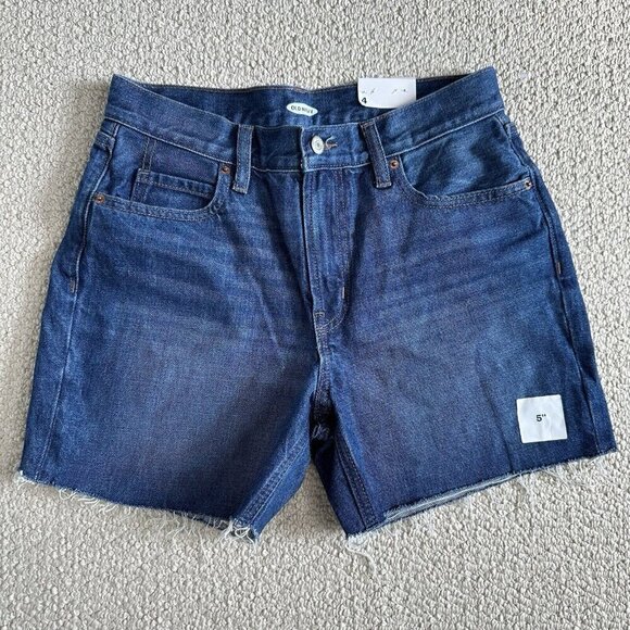 Old Navy Dad Shorts Cut Off Raw Hem 5" Denim Shorts Size 4 Cotton - Picture 1 of 7